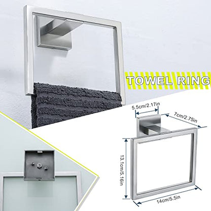 Brushed 4-Piece Bathroom Hardware Set Premium Stainless Steel Bath Towel Bar Sets Wall Mounted Bathroom Toilet Paper Holder with Shelf Set, 23.6 Inch - color: Brushed Nickel, size: 4-Pieces Set-B
