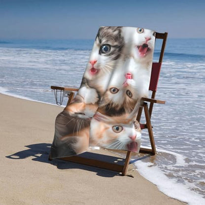 Cute Cat Beach Towel Microfiber Sand Free Kitty Towels for Adult Kids Quick Dry Ultra Absorbent Soft Pool Travel Swim Bath Shower Towel Gifts 52” x 32” - color: Beach Towel27