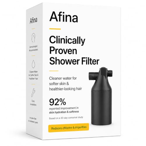 Afina Black High Pressure Revitalizing Shower Filter - Filters Out Chlorine | Reduces Dry Itchy Skin, Dandruff & Flaky Scalp; Improves Skin, Hair & Nails - color: Black