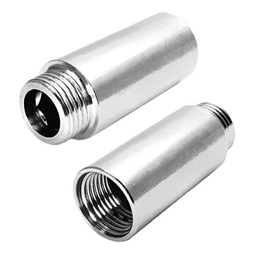 2pcs Shower Head Extension Arm Adapters | 1/2PT Male to 1/2PT Female Thread, 40mm/1-9/16 Inch Length, Stainless Steel, Cast Pipe Fitting Coupler - size: 40 mm