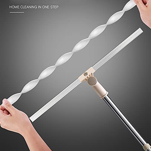 20 in Silicone Floor Squeegee 65 in Long Handle for Floor Window Cleaning | Shower Squeegee Scrubber Combi with Pole Extendable Telescopic Adjustable Stainless Glass Squeegee Bathroom shower