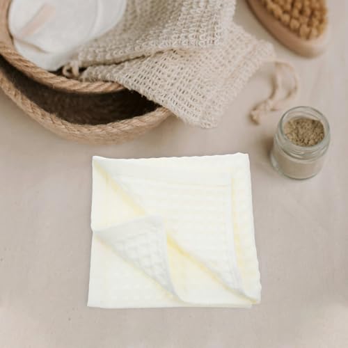 Toddmomy 4 Pcs Cotton Waffle Bath Towels White Lightweight and Suitable for Sensitive Skin Quick-Drying Facecloths for Bathroom, Spa, and Travel Use