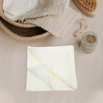 Toddmomy 4 Pcs Cotton Waffle Bath Towels White Lightweight and Suitable for Sensitive Skin Quick-Drying Facecloths for Bathroom, Spa, and Travel Use