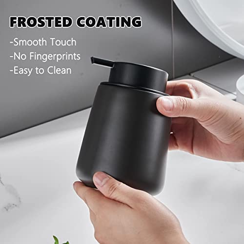 12Oz Hand Soap Dispenser - 2 Pack Ceramic Foam Soap Dispenser Set | Foaming Dispenser with Easy-to-Press Pump, Reusable and Refillable Mordern Dish Soap Dispenser for Bathroom & Kitchen, Black - color: Black Foming Dispenser