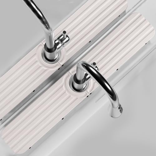 Water Absorbing Stone Kitchen Sink Mat Faucet Splash Guard for Bathroom | Quick Dry, Raised Feet, Diatomaceous Earth, Stone Faucet Mat, Sink Protector for Counter, Sink Accessories, Bathroom Decor - color: 23.6" x 3.9" White C
