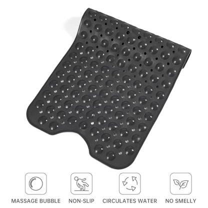 Tree Bud Bathtub Mats for Shower Tub Non-Slip Bath Mat 39 x 16 Inch Extra Long Shower Mat, Bath Tub Mat for Bathroom with Machine Washable, BPA Free for Kids (Black) - color: Black