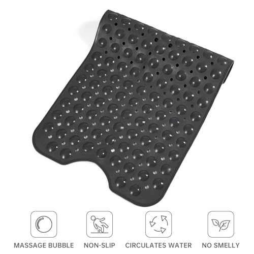 Tree Bud Bathtub Mats for Shower Tub Non-Slip Bath Mat 39 x 16 Inch Extra Long Shower Mat, Bath Tub Mat for Bathroom with Machine Washable, BPA Free for Kids (Black) - color: Black