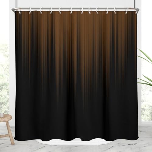 AAtter Brown and Black Shower Curtain Standard Abstract Ombre Gothic Mens Tan Dark Striped Boho Unique Art Mid Century Home Bathroom Decor Bathtub Set with 12 Hooks, 72x72, Modern - color: Brown, size: 72"W x 72"L (Pack of 1)