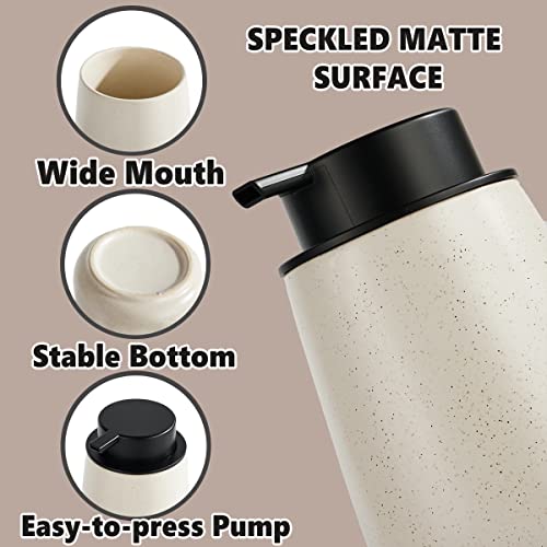 12Oz Hand Soap Dispenser - 2 Pack Ceramic Liquid Soap Dispenser Set | Lotion Dispenser with Easy-to-Press Pump, Reusable and Refillable Dish Soap Dispenser for Bathroom & Kitchen, Speckled Beige - color: Beige Liquid Dispenser