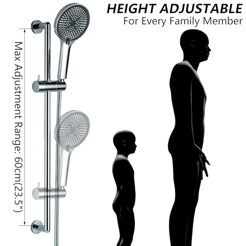 Handheld Shower Head with Slide Bar, 26 Inch Stainless Steel Shower Slide Bar with 3 Function Shower Head, Chrome - style: Chrome