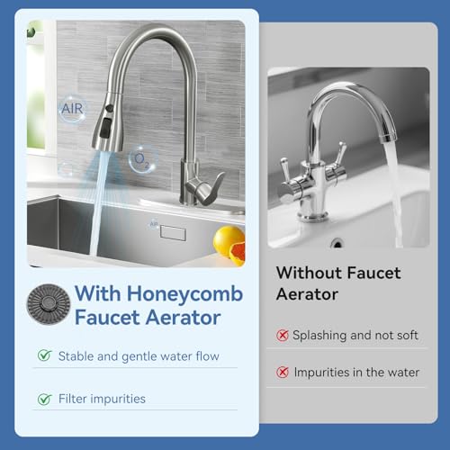 Kitchen Faucet Head Replacement with 3 Modes, Pull Down Spray Head for Kitchen Faucet, Kitchen Sink Sprayer Replacement Compatible with Moen, American Standard, Kohler Faucets - color: Brushed