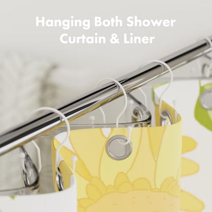 AmazerBath White Shower Curtain Hooks, Shower Curtain Rings, Simple Double Shower Curtain Hooks Rust Proof, Metal Smooth Glide Shower Hooks for Shower Curtain Rod, 12 Pcs Shower Rod Hooks - color: White, style: Minimalist - Double Shower Hooks