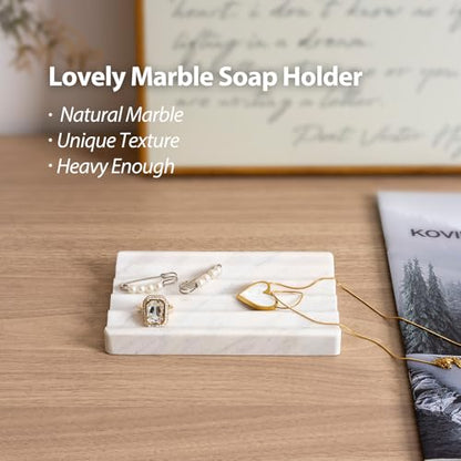 2 Pcs Soap Holder for Bathroom, Marble Soap Dish for Kitchen Countertop, Soap Tray Draining with Creative Wavy Design, Bar Soap Saver for Bath Tub, Sponges, Italian Natural Stone(Agiax) - color: Agiax