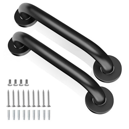 Shower Grab Bars 12 Inch, 500 lbs Heavy Duty, 2 Pack | 304 Stainless Steel Non-Slip Bathroom Safety Handrail, Wall Mounted Assist Bar for Elderly, Handicap, Bathtub & Toilet - size: 12Inch-2Pack