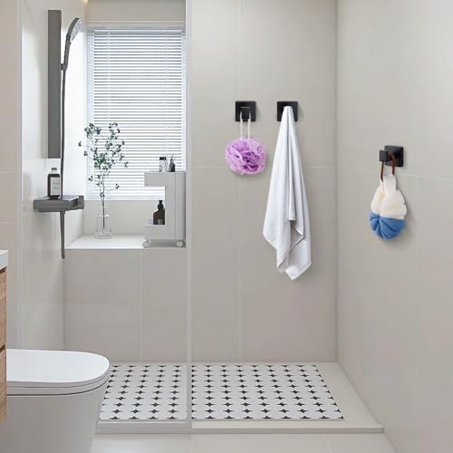 Towel Hooks for Bathrooms Robe Hook Coat Hook 4 Pack Matte Black Stainless Steel Heavy Duty 33 Lbs Wall Mounted Square Hooks for Bathroom Kitchen Bedroom - color: Matte Black