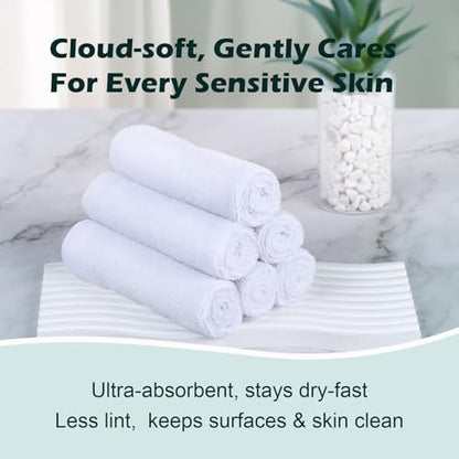 White Washcloths 15 Pack, Highly Absorbent & Quick Drying Face Towels | Face Towels, Soft Bath Towels, Multi-Purpose Microfiber Wash Cloths for Bathroom, Hotel, Spa, Gym and Kitchen, 12x12 inches - size: 15Pack White