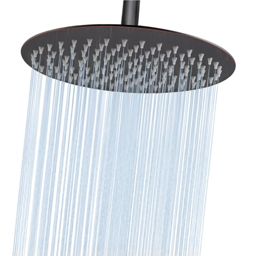 Midanya Round Rain Shower Head,High Pressure,Oil Rubbed Bronze 10 Inch | 360°Swivel,Ceiling or Wall Mount,Waterfall Full Body Coverage,Bathroom Remodel,Stainless Steel Large Rainfall Shower Head - color: Bronze, size: 10 Inch