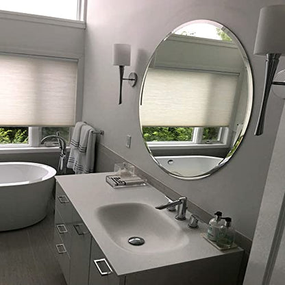 24 Inch Round Frameless Bathroom Vanity Mirror with Beveled Edge - Shatterproof Circle Wall Mounted Decorative Glass with Safety Backing for Living Room Bedroom Hallway Entryway - Fab Glass and Mirror - size: 24"L x 24"W, style: Round