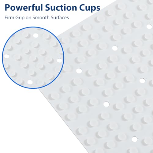 Webos Silicone Bath Mat with Suction Cups – Non-Slip Foldable Bathtub & Shower Mat, Durable & Quick-Dry Safety Tub Mat with Large Drain Holes for Families 28"x 14" White - color: White, size: 28" x 14" (Rectangular)