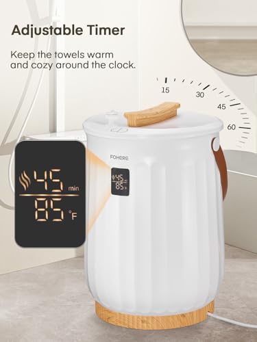 Upgrade 20L Towel Warmer for Bathroom, with Customized Fragrance, Timer Function, for Spa and Bathroom, Luxury Counter Towel Warmer Bucket, Fits 2 Large Blankets, Auto Shut Off, Bathrobe, PJs, White
