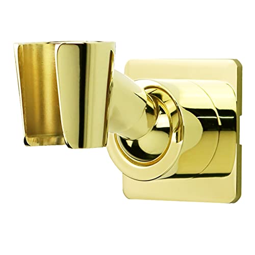 Shower Head Holder Handheld Shower Wand Holder Adjustable Shower Head Bracket Shower Wall Mount Holder, Polished Brass/Gold Finish, Drill Free Glue Installation - color: Polished Gold