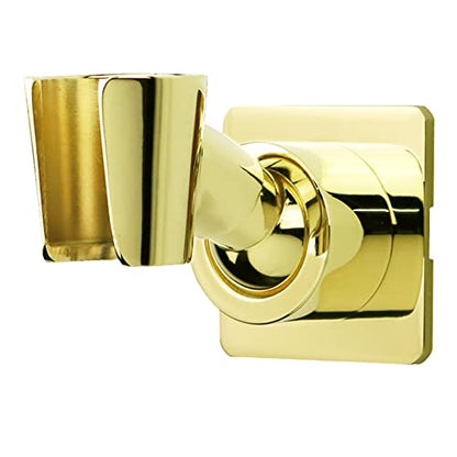 Shower Head Holder Handheld Shower Wand Holder Adjustable Shower Head Bracket Shower Wall Mount Holder, Polished Brass/Gold Finish, Drill Free Glue Installation - color: Polished Gold
