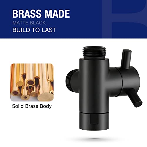 PDPBath Brass 3 Way Shower Arm Diverter Valve for Handheld Shower Head and Fixed Shower Head, G1/2 Universal Connection - Matte Black - color: Matte Black-1