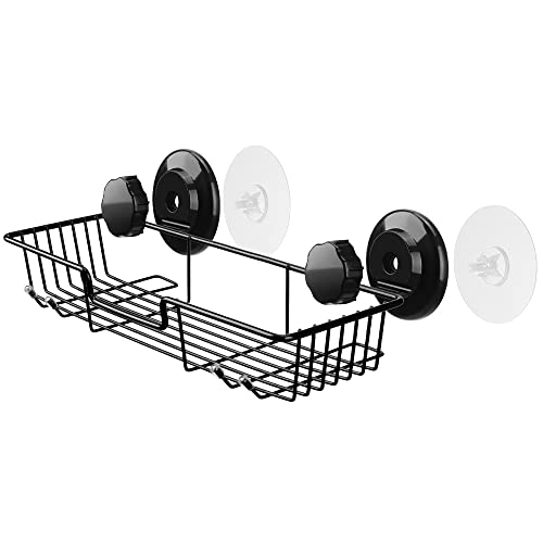 SANNO Suction Cup Shower Caddy Bathroom Caddies Storage Combo Organizer, No Damage Suction Cup,Rustproof Wire Basket for Kitchen Bathroom, Black,pack of 2 - color: black