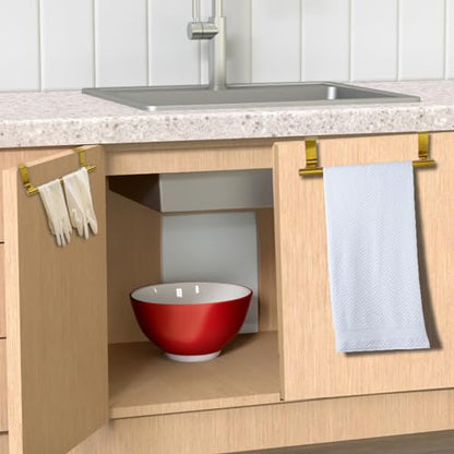 2 Pack Gold 9 Inch Towel Holder for Kitchen Bathroom | Stainless Steel, Bathroom Towel Bar, Hand Towel Rack, Over Cabinet Door, For Kitchen Bathroom - color: Gold