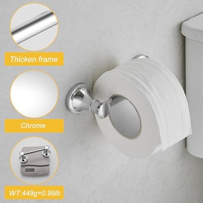 Bathroom Toilet Paper Holder Wall Mount Tissue Holder Polished Chrome | Rustproof Toilet Tissue Roll Holder, Flexible Double Post Pivoting Handle, Bathroom Accessories SUS304 Stainless Steel - color: Polished Chrome