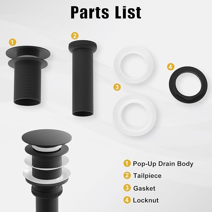 ZM Pop Up Drain Stopper No Overflow for Bathroom Faucet Vessel or Vanity Sink, Matte Black - style: Black Without Overflow