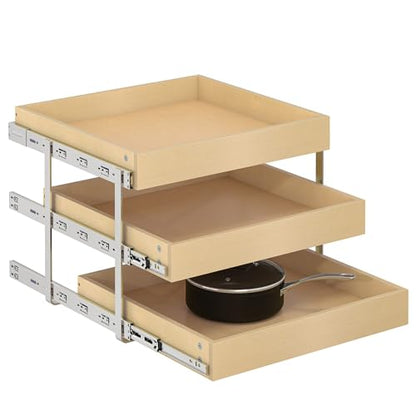 WelFurGeer 3-Tier Pull Out Cabinet Organizer with Soft Close, Heavy-Duty Slide Out Drawers for Cabinets, Pull Out Drawers for Cabinets, Bottom Mount Shelves for Kitchen, Pantry, Bathroom - size: 23''W x22''D