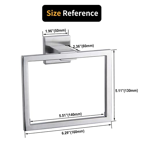 Hand Towel Holder for Bathroom SUS 304 Stainless Steel Towel Ring Heavy Duty Hand Towel Racks Wall Mount Simple Square Towel Hanger, Brushed Finish - color: Brushed