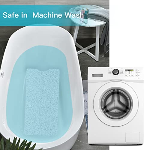 Bathtub Mat Non Slip Shower Mat Soft PVC Loofah Bath Tub Mats with Drain for Bathroom Tub 40 x 16 Inch (White) - color: White