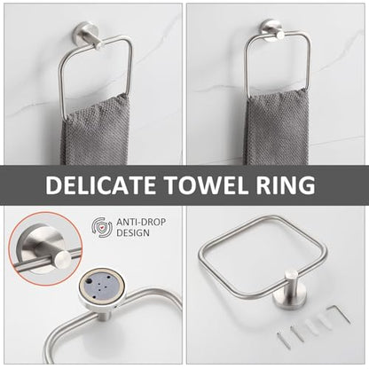 Bathroom Accessories Set 4 Piece Bathroom Hardware Set Stainless Steel 304 Brushed Nickel Bathroom Accessories Set Wall Mounted