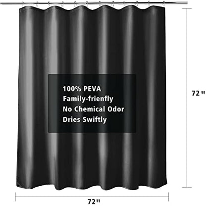 Shower Curtain Liner 72 x 72, Plastic Waterproof 4G Lightweight Shower Liner for Bathroom, with Grommets Holes and 3 Heavy Duty Magnetic Weights - color: Black