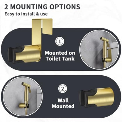 Brushed Gold Handheld Bidet Sprayer for Toilet, Stainless Steel Cloth Diaper Sprayer Kit with Solid Brass T-Valve, Adjustable Water Pressure Bidet Attachment - color: Brushed Gold, size: 1 Set