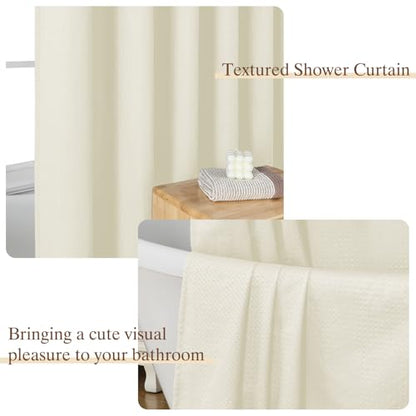Aiyufeng Waterproof Fabric Shower Curtains for Bathroom，Dot Like Embossed Textured Soft Polyester Cloth Stall Shower Curtain，Hotel Luxury Quality Machine Washable，36Wx72L，Cream - color: Cream, size: 36"W x 72"L (Pack of 1)