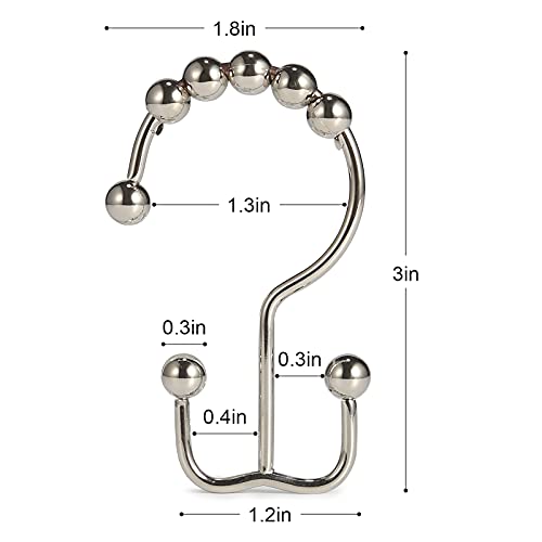 Shower Curtain Hooks, Goowin Shower Curtain Rings, Stainless Steel Shower Curtain Hooks Rust Proof Free Sliding Double Shower Hooks for Curtain, Shower Curtains & Liners (Nickel) - color: Nickel