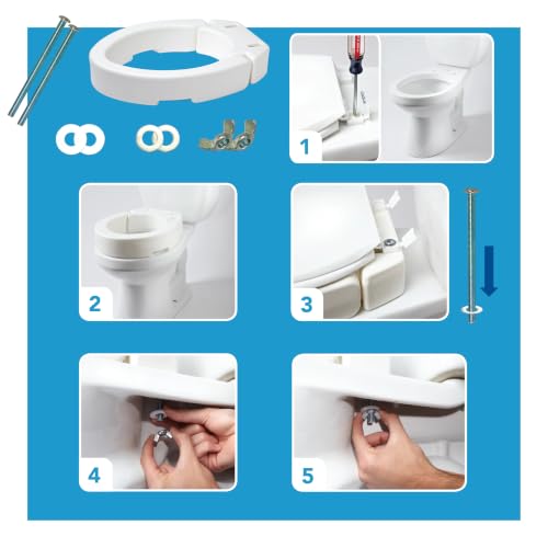 Carex Health Brands Hinged Elongated Toilet Seat Riser, Adds 3.5 Inches of Height to Toilet, 300 Pound Weight Capacity, Raised Toilet Seat, White (FGB32100 0000) - style: Elongated