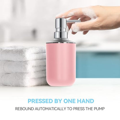 Pink Bathroom Accessories Set 4 PCS, Pink Bathroom Accessories | Plastic Soap Dispenser and Toothbrush Holder Set, Soap Dish and Mouthwash Cup, Boho Bathroom Decor, Bathroom Set - size: 4Pcs Pink