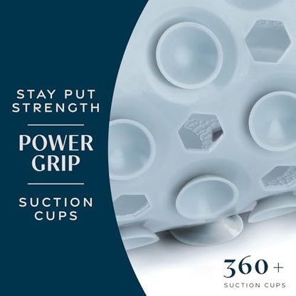 SlipX Solutions 39"x16" Power Grip Non Slip Bathtub Shower Mat, Gray | Stronger Wet Surface Protection, Soft Under Foot, 265+ Suction Cups, Large Drainage Holes - color: Solid Gray
