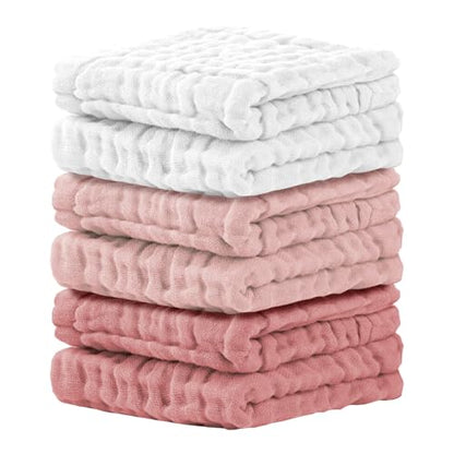 Cuddle Campus Baby Washcloths 6 Packs, Muslin Washcloths Baby,Cotton Burp Cloths, Extra Absorbent and Soft Wash Clothes for Newborns, 12x12 Inches - color: Set-9