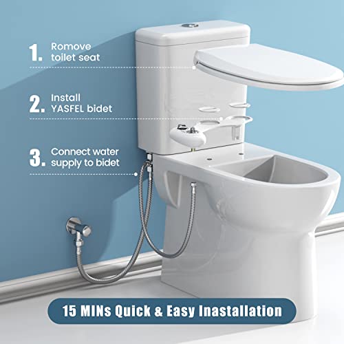 YASFEL Bidet Attachment for Toilet, Self-Cleaning Bidet Sprayer Non-Electric Dual Nozzle for Feminine/Posterior Wash Bidet Toilet Attachment with Pressure Controls (White) - color: White