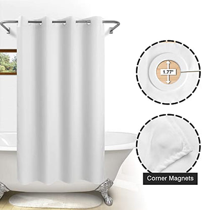 River Dream No Hook Microfiber Shower Curtain 54" Wide - Soft Stall Size Hotel Style Fabric Shower Curtain for Bathroom, Waterproof & Machine Washable, White, 54x74 - color: White, size: 54"W x 74"L (Pack of 1)