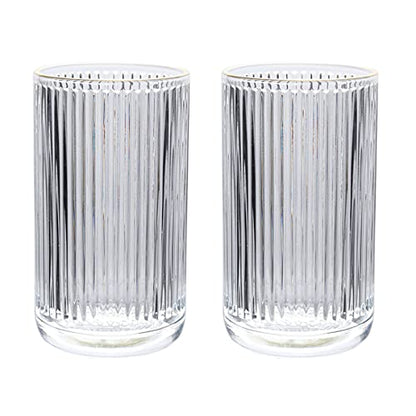 Gaolinci 2 Pcs Glass Tumbler Cup,Toothbrush Holder, Bathroom Cups, 13 oz - color: Gold Edge, size: 13 oz