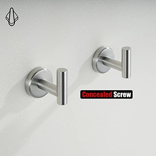 JQK Bathroom Towel Hook Brushed, Coat Robe Clothes Bath Wall Hooks for Kitchen Garage SUS 304 Stainless Steel Thick 0.8mm, 2 Pack Brushed Steel, TH100-BN-P2 - color: Brushed, size: 2 Pack