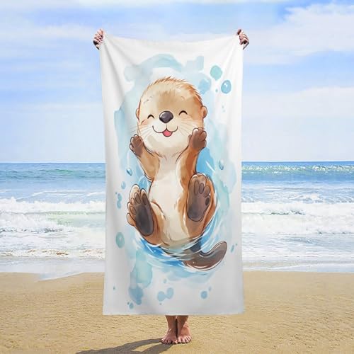 Cute Otter Oversized Bath Towels, Highly Absorbent Quick Dry Soft Beach Towel, Sand Free Multipurpose for Beach Pool Bathroom Hotel Picnic 2 Sizes - color: Cute Otter, size: 63x31inch