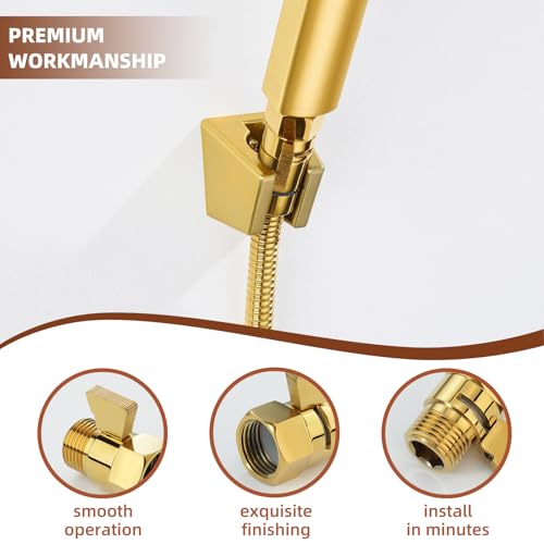 Angle Simple Shower Flow Control Valve, Water Shut Off Valve, Titanium Gold | Brass Water Flow Restrictor, G 1/2 Pressure Reducer for Handheld Shower Head or Bidet Sprayer - color: Titanium Gold