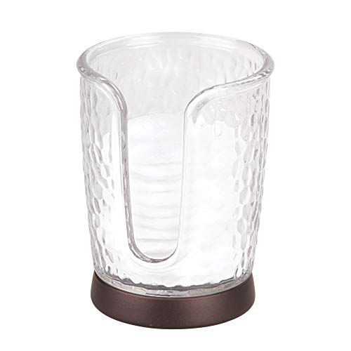 iDesign Rain Disposable Paper and Plastic Cup Dispenser Holder for Master, Guest, Kids' Bathroom Vanity and Countertops, 3.10" x 3.10" x 4", Clear and Bronze - color: Clear/Bronze